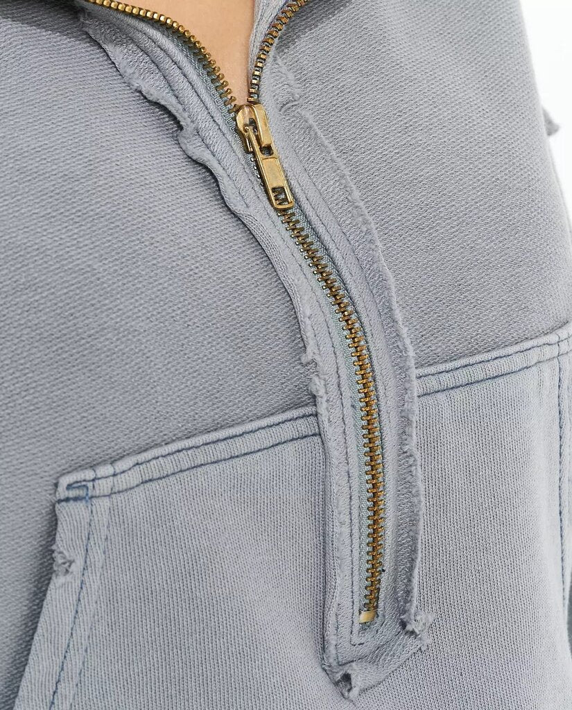 Free People Cropped Half-Zip Sweatshirt - Size Small