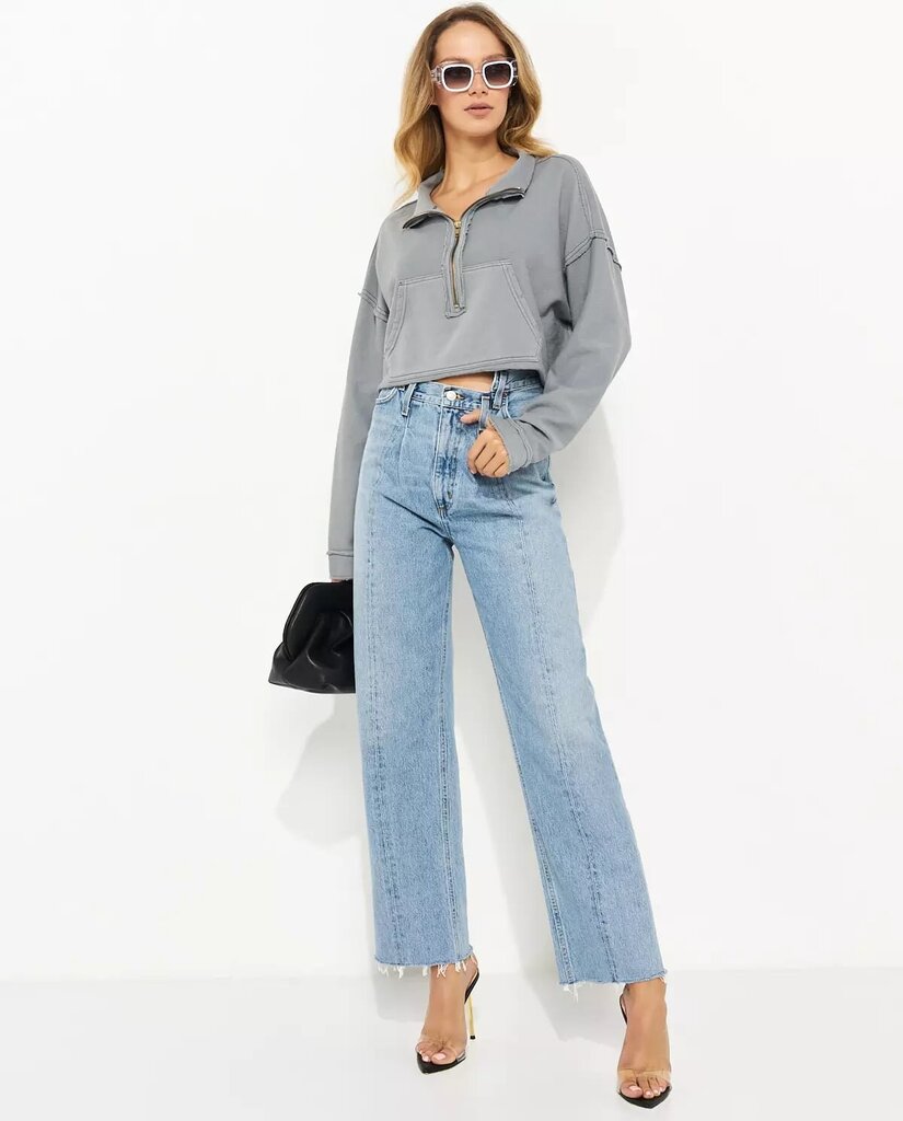 Free People Cropped Half-Zip Sweatshirt - Size Small