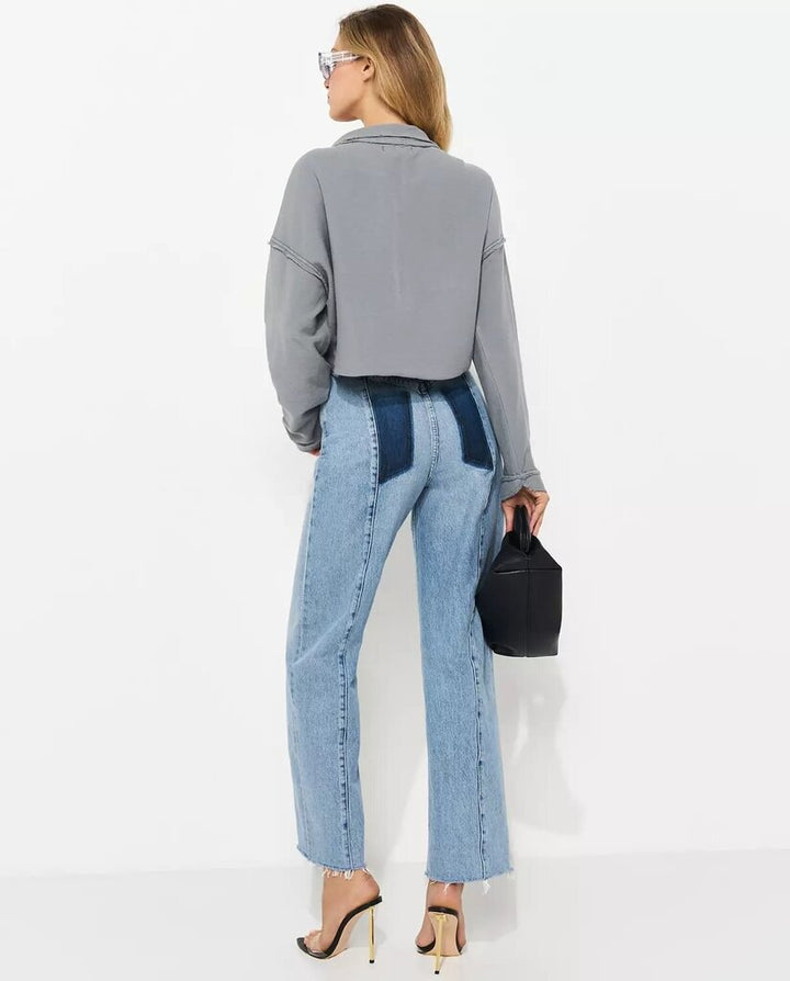 Free People Cropped Half-Zip Sweatshirt - Size Small