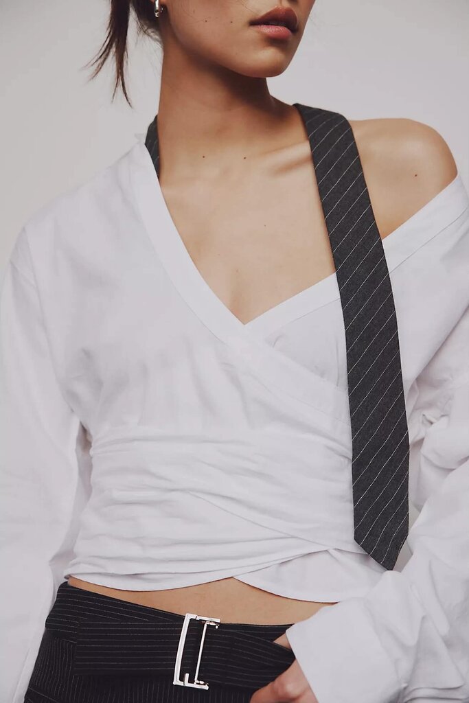 FP NWT Casey Wrap Top in White- Size Large (Org. Retailing $108)