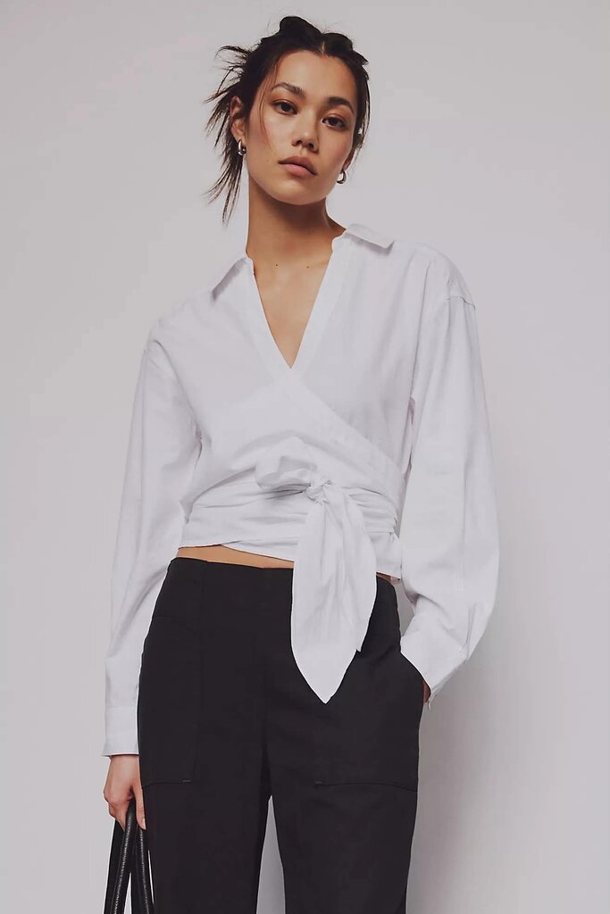 FP NWT Casey Wrap Top in White- Size Large (Org. Retailing $108)