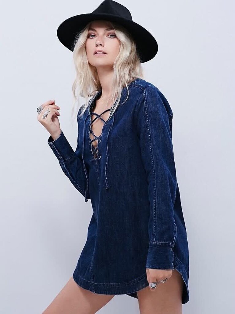 FP Neapolitan Dreams Denim Tunic Top- Size Large