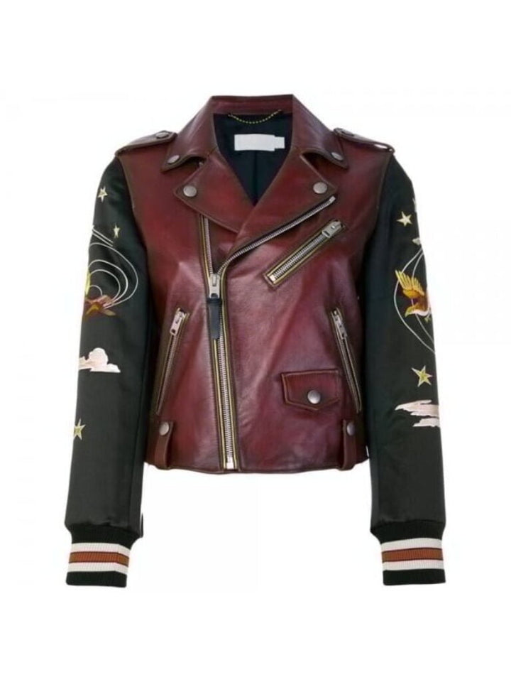 Coach Embroidered Souvenir Leather Biker Jacket - Size XS