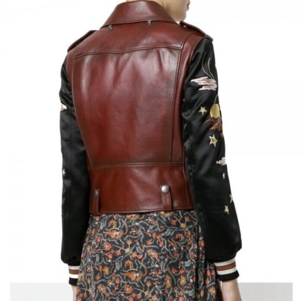 Coach Embroidered Souvenir Leather Biker Jacket - Size XS