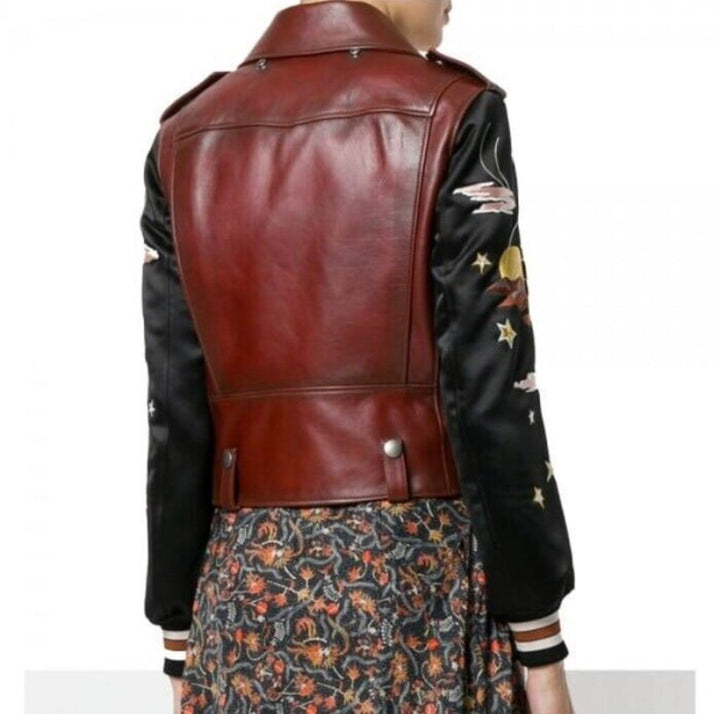 Coach Embroidered Souvenir Leather Biker Jacket - Size XS