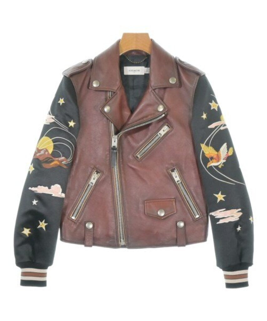 Coach Embroidered Souvenir Leather Biker Jacket - Size XS