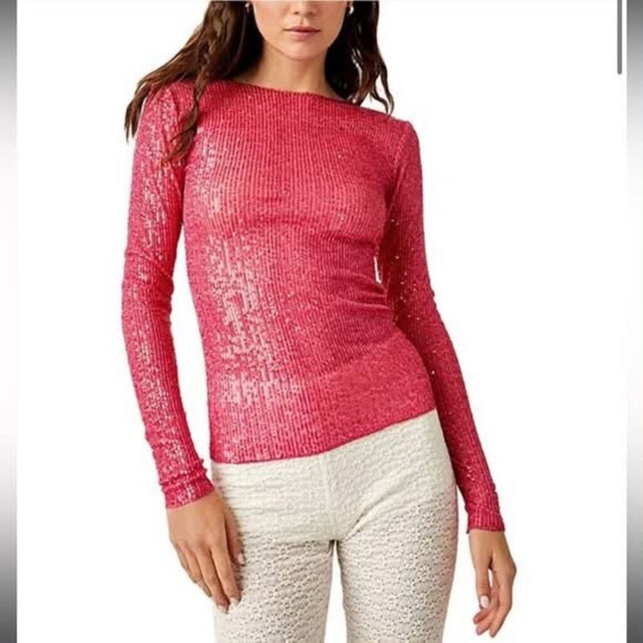 Free People NWT Sequin Long Sleeve - Size Large