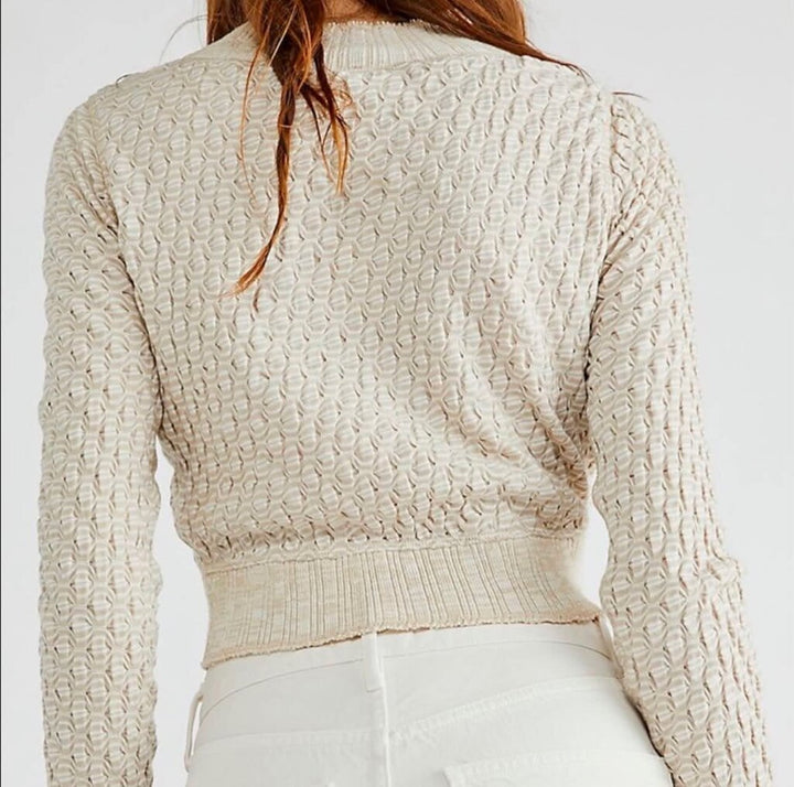 Free People Oatmeal Jane Cropped Top - Size Large