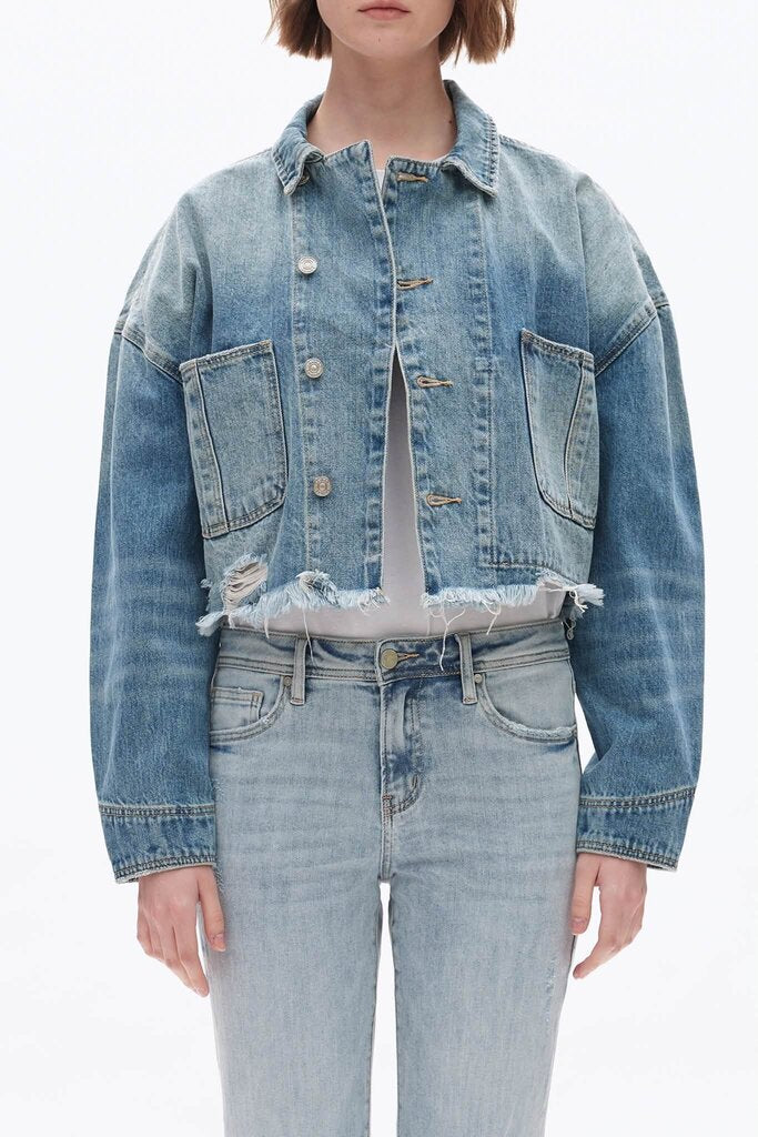 Bayeas Relaxed Cuffed Denim Jacket - Size Medium (Retails for $98)