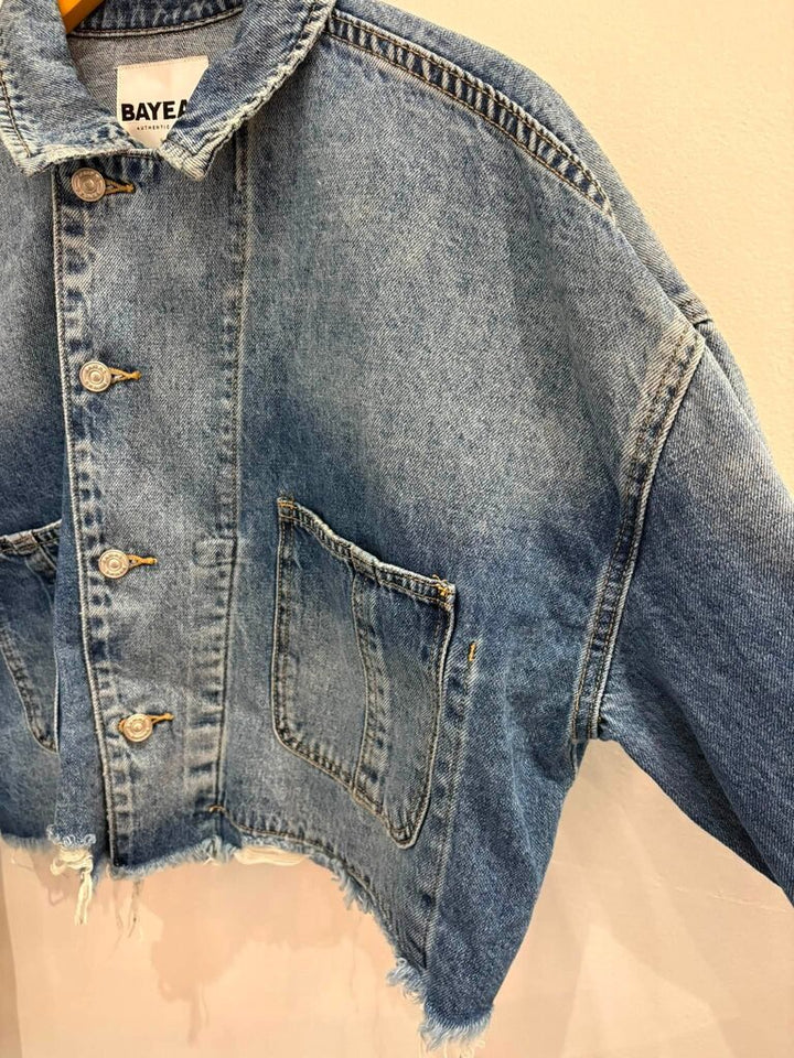Bayeas Relaxed Cuffed Denim Jacket - Size Medium (Retails for $98)