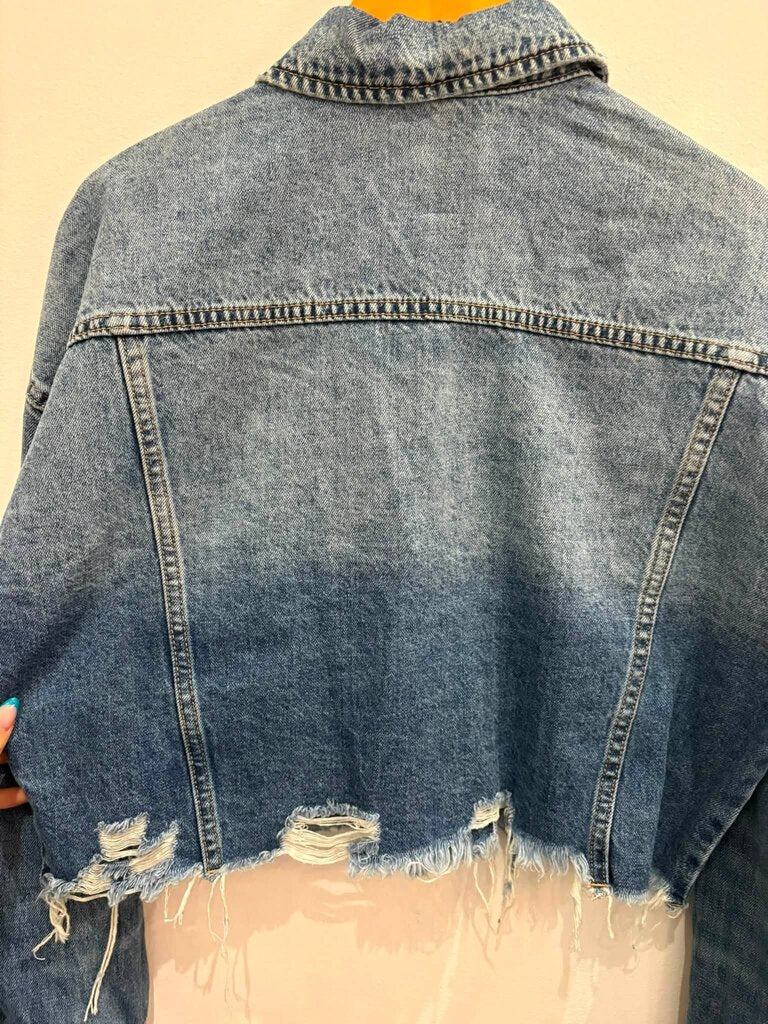Bayeas Relaxed Cuffed Denim Jacket - Size Medium (Retails for $98)