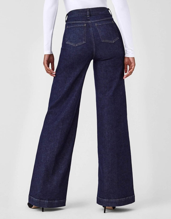 Spanx EveryWear Wide Leg Jeans in Raw Indigo - Size Large (Retails for $148)
