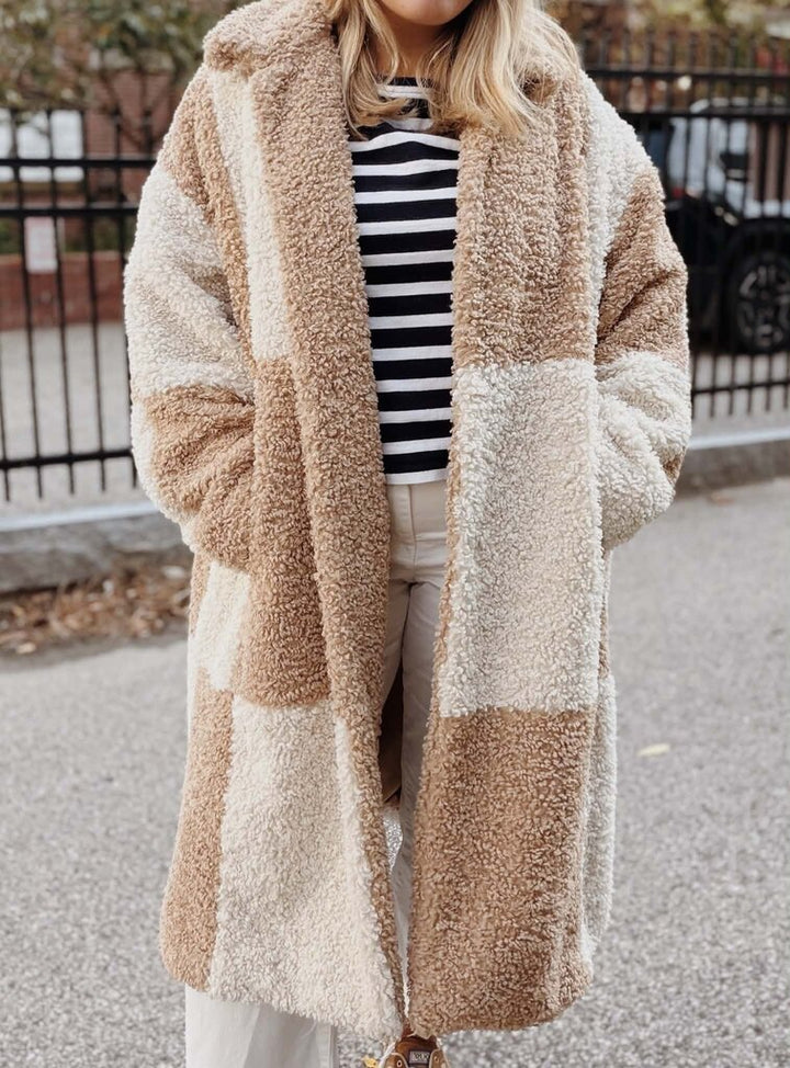 Jayley Collection Faux Shearling Check Coat - Size S/M(Retails $245)