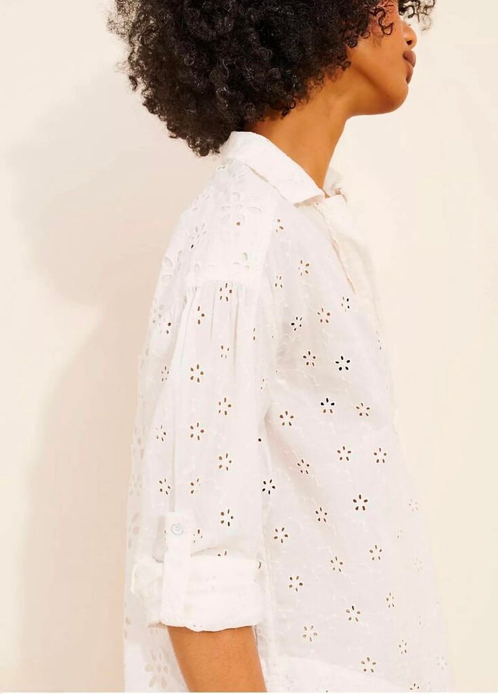Free People Mae Washed Eyelet Shirt - Size Medium
