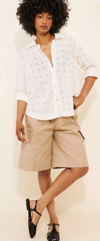 Free People Mae Washed Eyelet Shirt - Size Medium