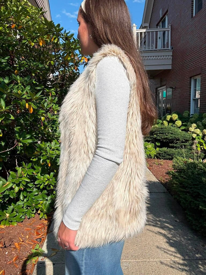 Dylan Melange Fur Vest - Size Medium