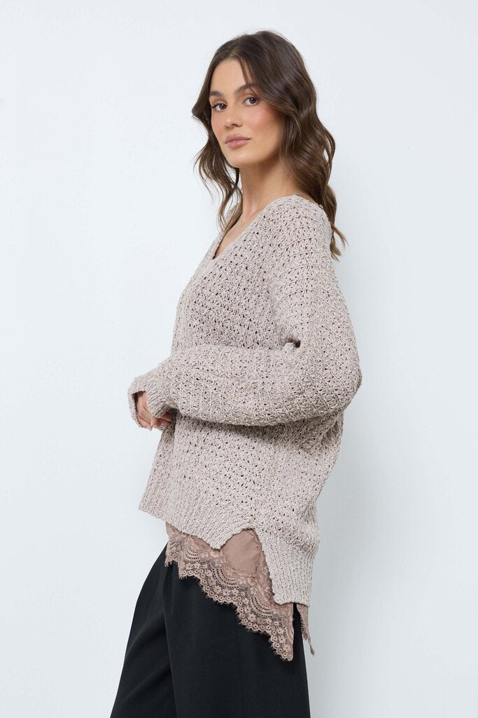 Bobbles & Lace Emerson Knit Sweater - Size S/M