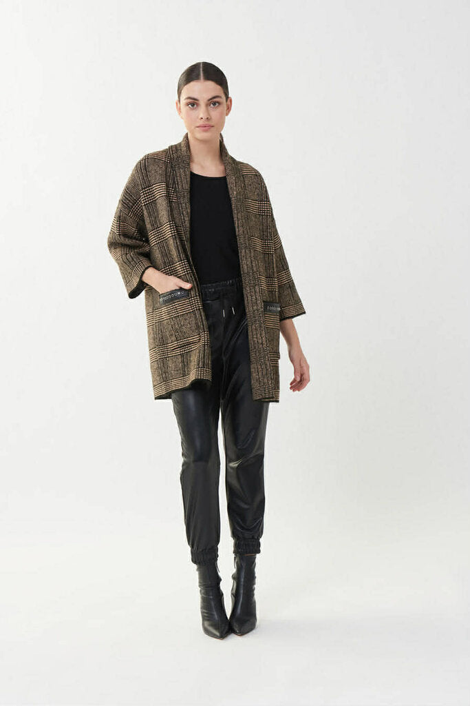 Joseph Ribkoff Black/Camel Cover-up Jacket - Size XS