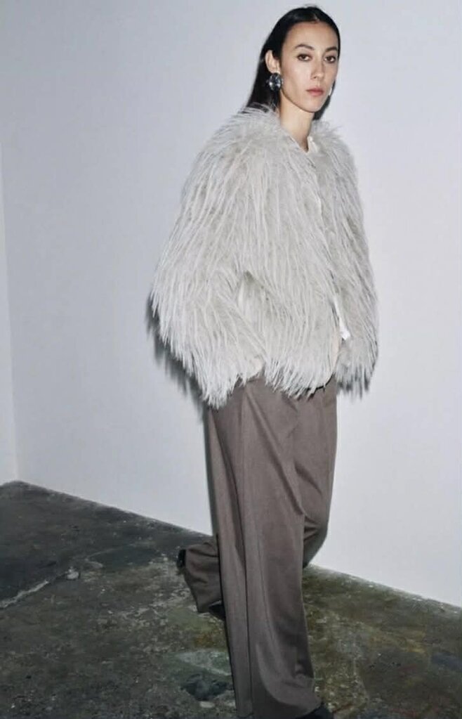 Zara NWT Grey Faux Fur Jacket - Size Small