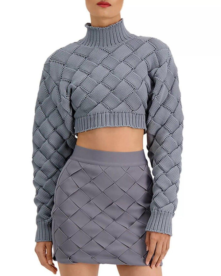 Herve Leger Chunky Weave Crop Sweater - Size Large