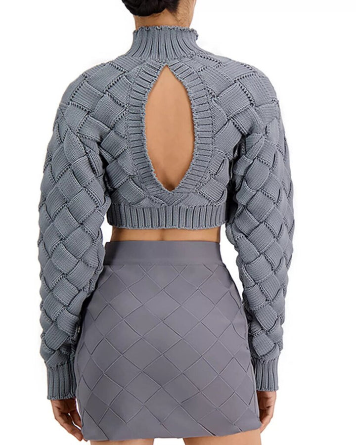 Herve Leger Chunky Weave Crop Sweater - Size Large