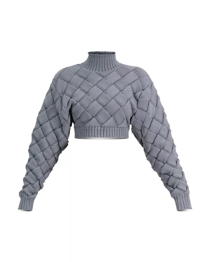 Herve Leger Chunky Weave Crop Sweater - Size Large