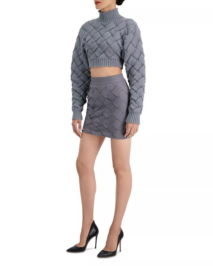 Herve Leger Chunky Weave Crop Sweater - Size Large