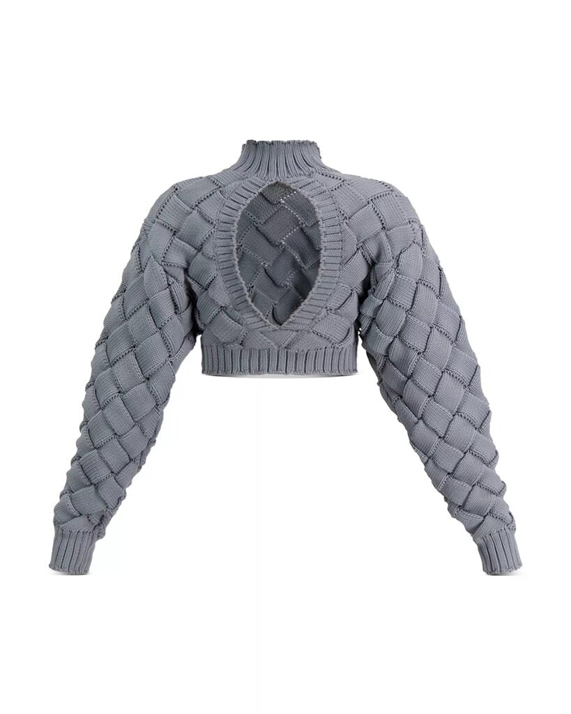 Herve Leger Chunky Weave Crop Sweater - Size Large