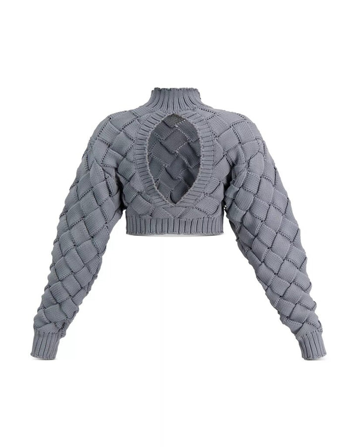 Herve Leger Chunky Weave Crop Sweater - Size Large