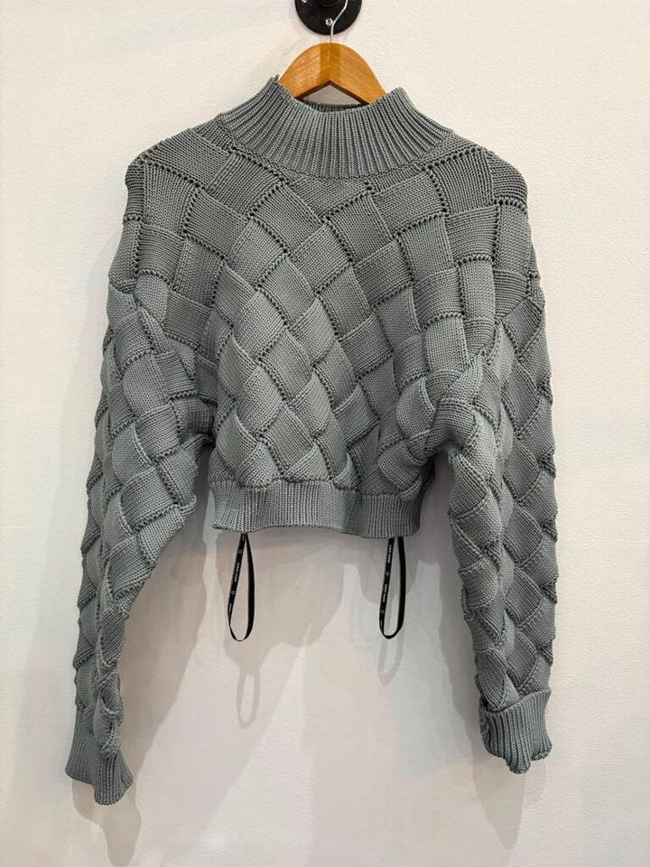 Herve Leger Chunky Weave Crop Sweater - Size Large