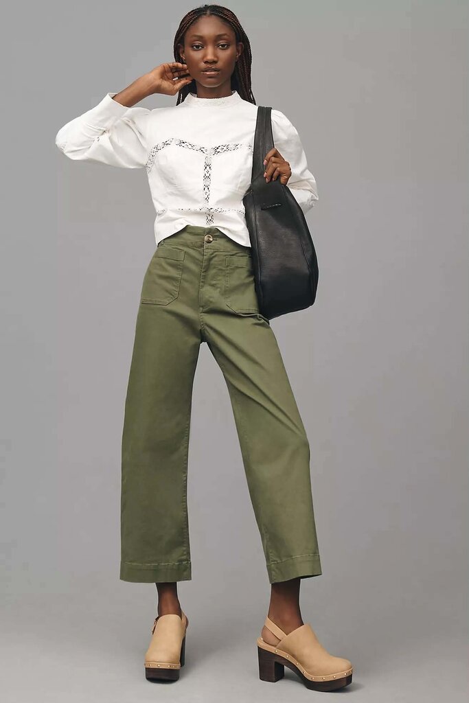 Maeve Colette Twill Crop Wide-Leg Pants - Size 26
