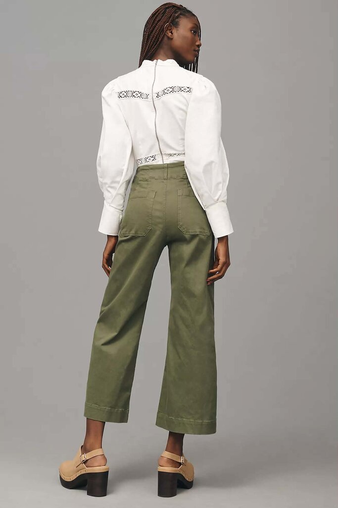 Maeve Colette Twill Crop Wide-Leg Pants - Size 26