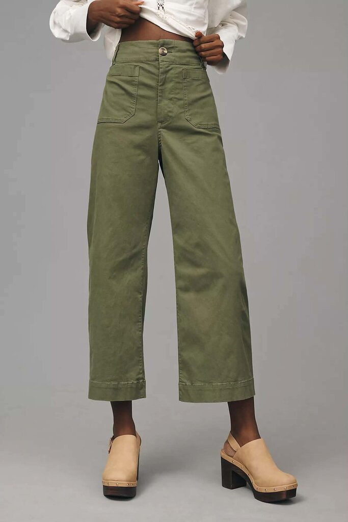 Maeve Colette Twill Crop Wide-Leg Pants - Size 26