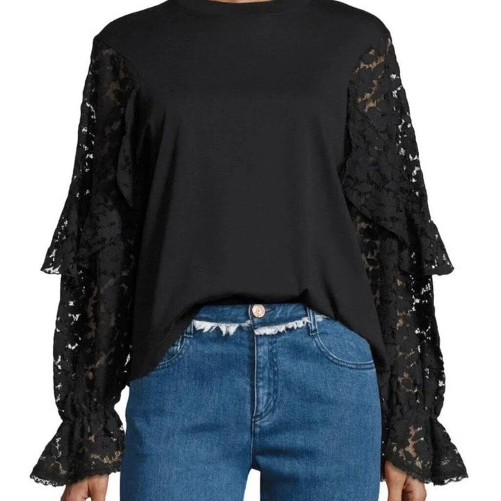 See By Chloe Lace Sleeve Top - Size Small