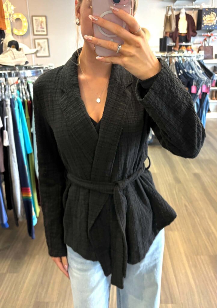 Free People Slouchy Gauze Seersucker Wrap Coat- Size Small