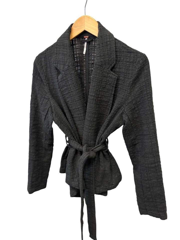 Free People Slouchy Gauze Seersucker Wrap Coat- Size Small