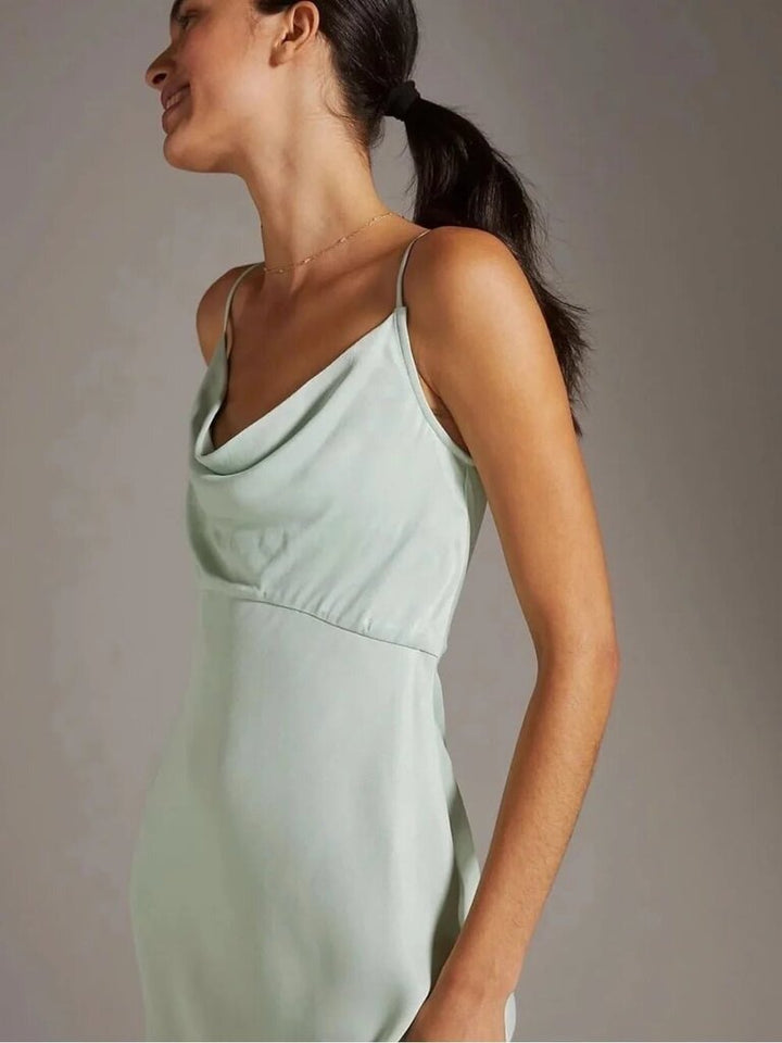 Anthropologie Elyse Slip Dress in Mint Green - Size Large