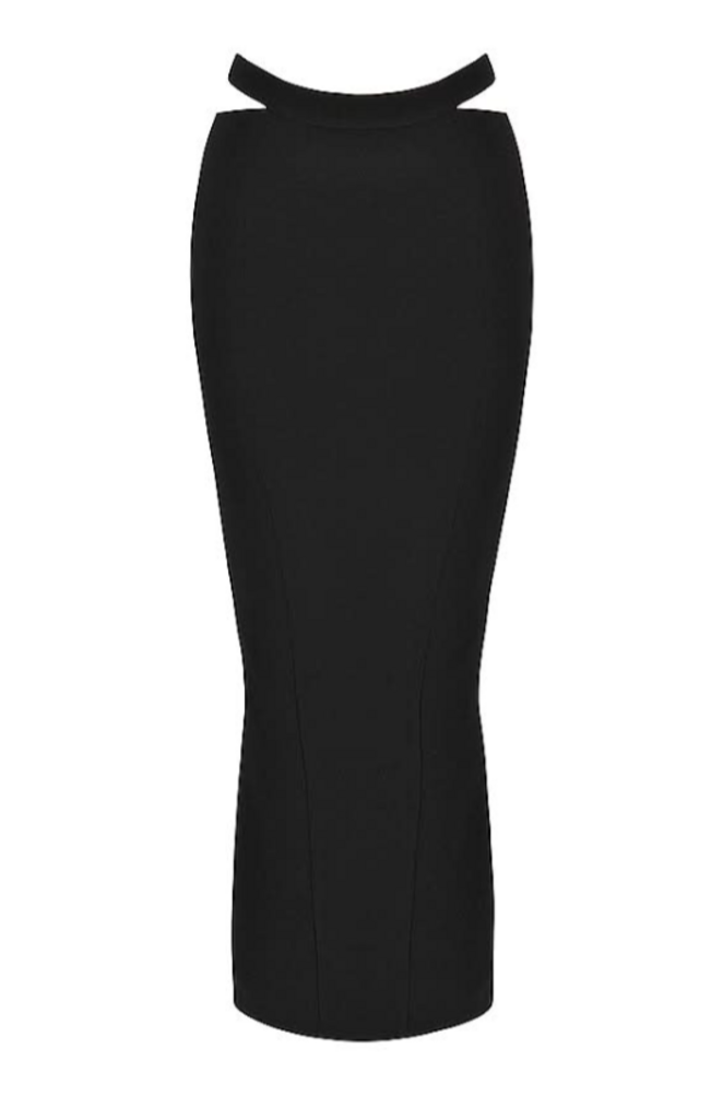 House of CB NWT Martinez Cutout Maxi Skirt in Black (Retails For $135) - Size Medium