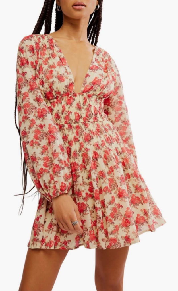 Free People Keep You Smocked Mini Dress (Retails For $128) - Size Small