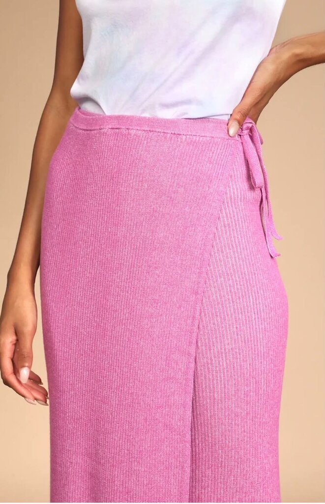 Free People NWT Borderline Ribbed Knit Wrap Midi Skirt - Size Large
