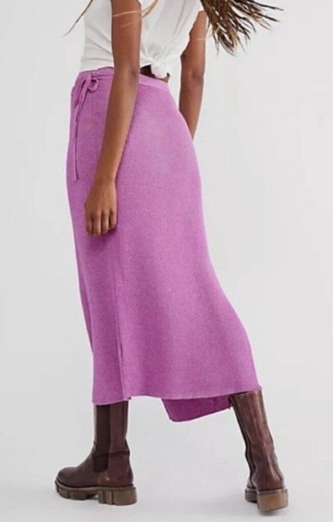 Free People NWT Borderline Ribbed Knit Wrap Midi Skirt - Size Large