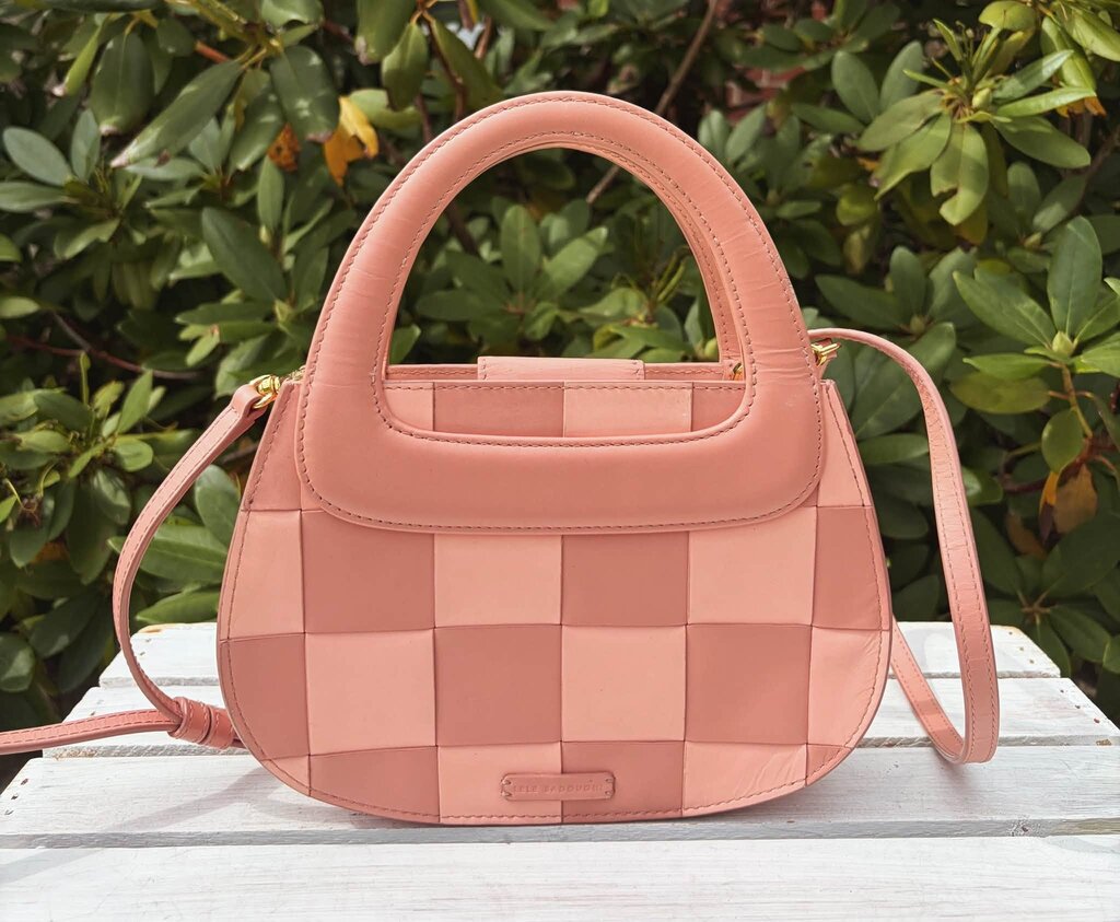 Lele Sadoughi Carla Checkered Leather Top Handle Bag