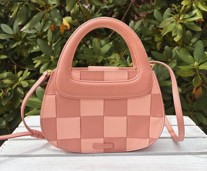 Lele Sadoughi Carla Checkered Leather Top Handle Bag