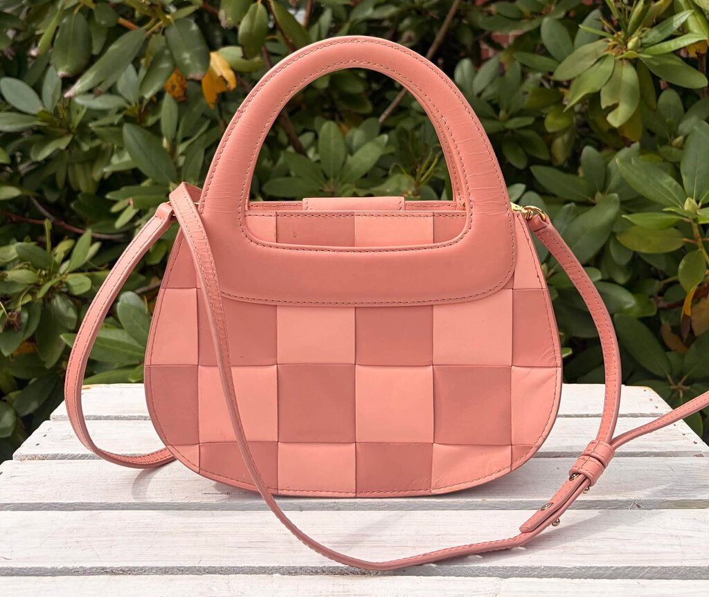 Lele Sadoughi Carla Checkered Leather Top Handle Bag