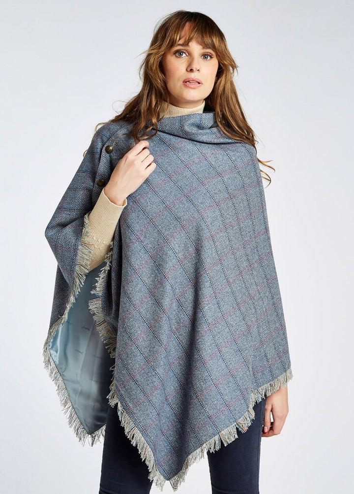 Dubarry Hazelwood Tweed Poncho in Demin Haze - One Size (Retails for $379)