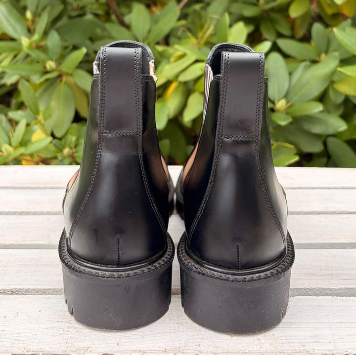 Burberry Allostock Check Leather Chelsea Boots - Size 37 (Retails for $1,050)