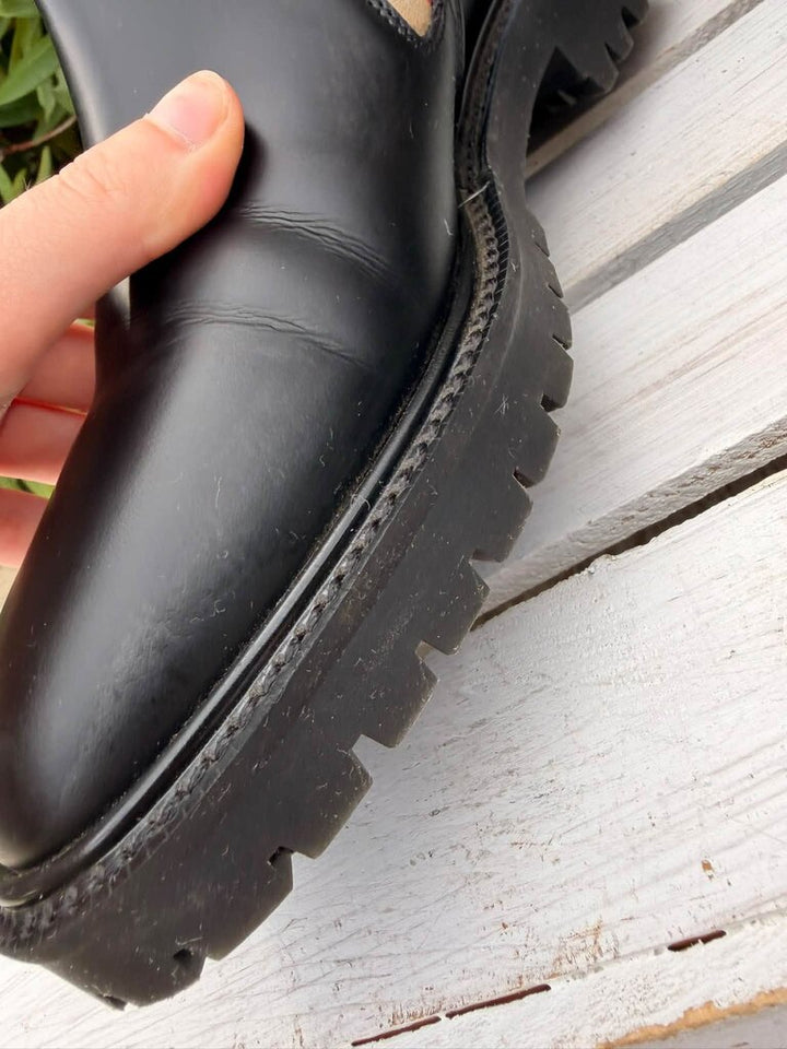 Burberry Allostock Check Leather Chelsea Boots - Size 37 (Retails for $1,050)