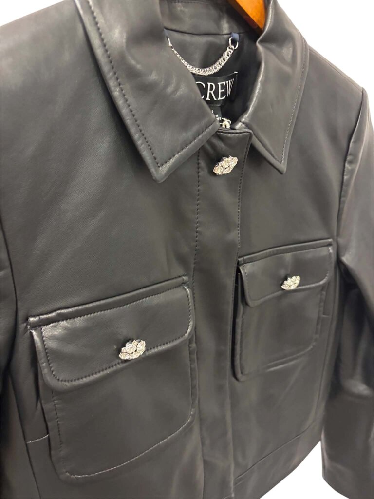 J.Crew Cropped Faux Leather Jacket- Size 2