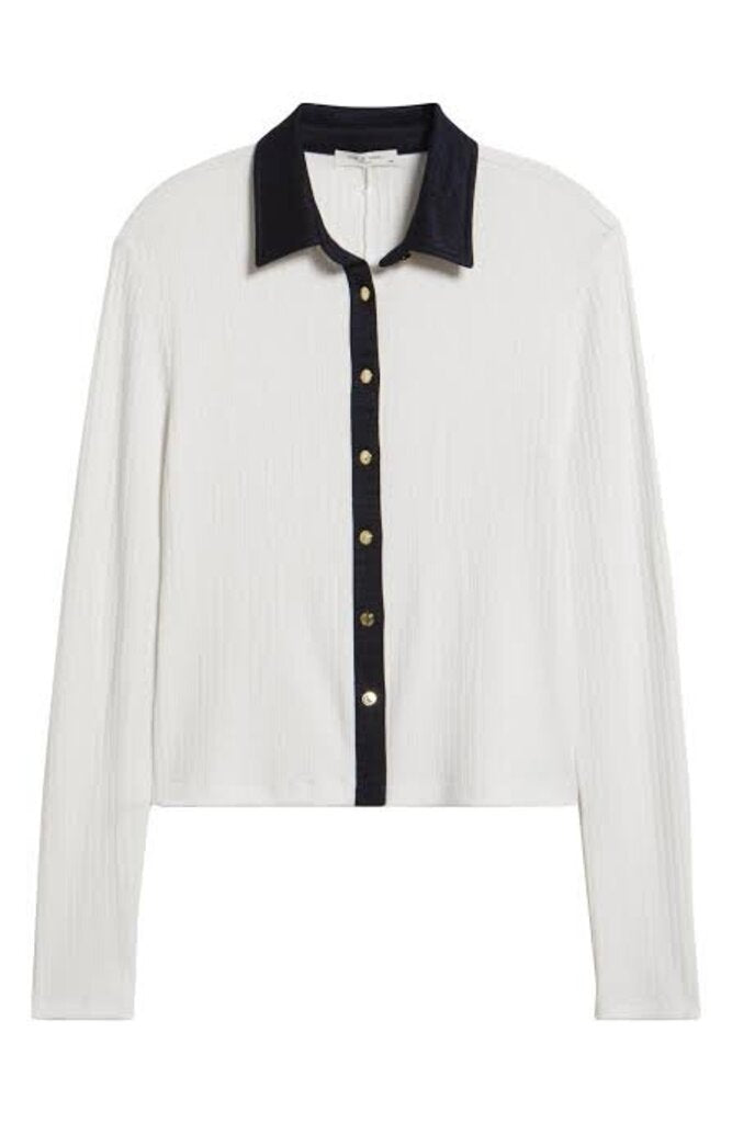 Rag & Bone Contrast Rib Button-Up Long Sleeve- Size Small