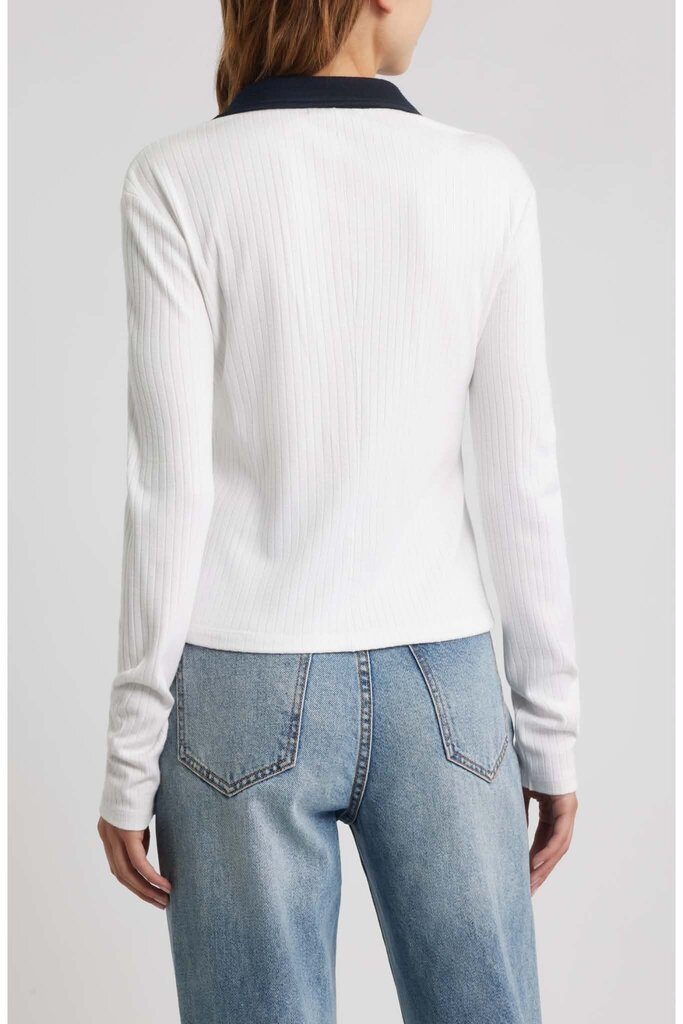 Rag & Bone Contrast Rib Button-Up Long Sleeve- Size Small